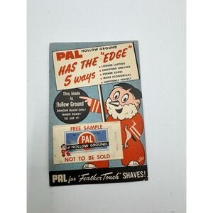 Vintage PAL RAZOR BLADE Free Sample Advertising CARD 1950's NOS